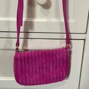 fuchsia, corduroy, long strap, mini, wild fable purse (never worn!!)